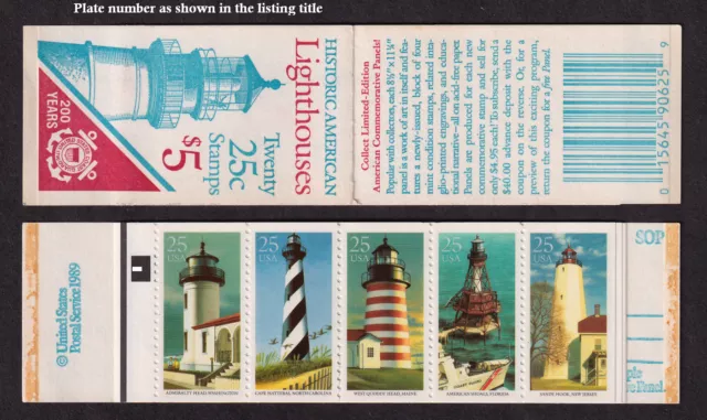 1990 Lighthouses 5 different BK171 (4 Sc 2474a panes) mint complete plate no. 1