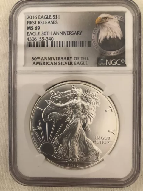 2016 $1 American Silver Eagle Ngc Ms69 Early Releases Eagle Label