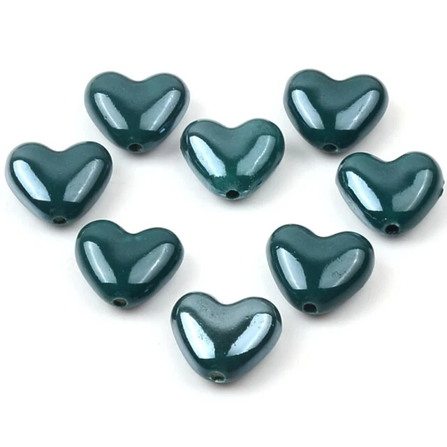 Love Heart Shape Ceramic Beads for DIY Bracelets Necklace Jewelry Making Handmad