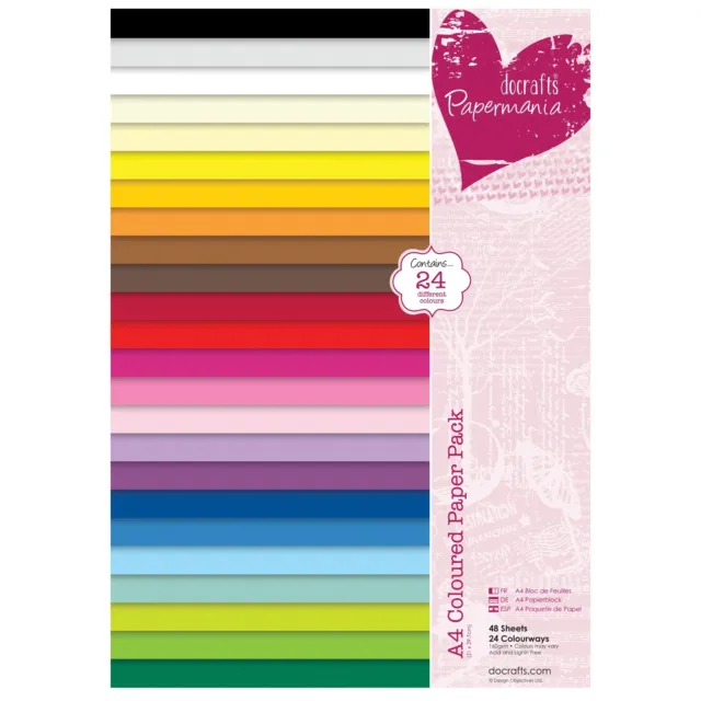 Papermania Paper Pack A4 48/Pkg-24 Colors/2 Each, 160gsm