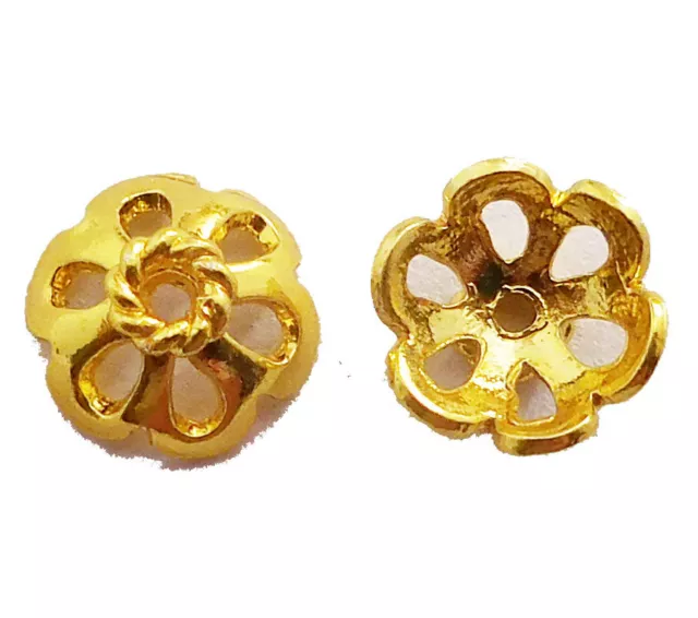 150 Piezas 8mm Cobre Sólido Filigrana Bali Cuenta Tapa 18k Chapado en Oro mr-490