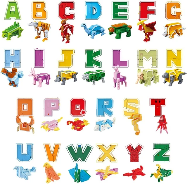 ALPHABET TRANSFORMERS LETTER Toys for Kids, STEM ABC Dinosaur Learning