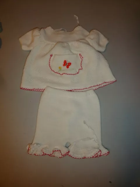 Vintage RENZO's Imports White Acrylic Knit Dress & Bloomers  Size 0 - 3 months