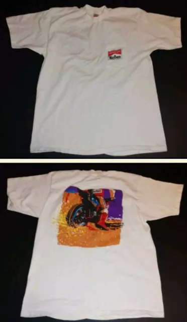 Vtg 90s Marlboro Cigarette Motorcross Adventure Team Single Stitch Pocket T-shir