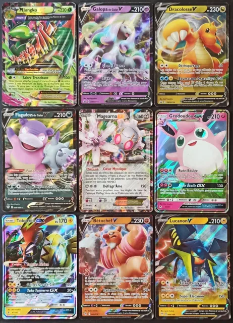 Lot of 9 Pokemon EX GX V Mega Ultra Rare Cards - FR