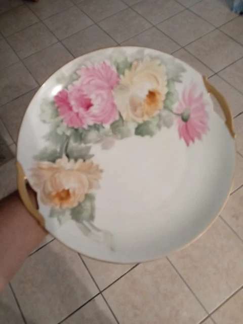 Vintage KPM Germany Hand Painted Floral Plate 10.5 in Diameter