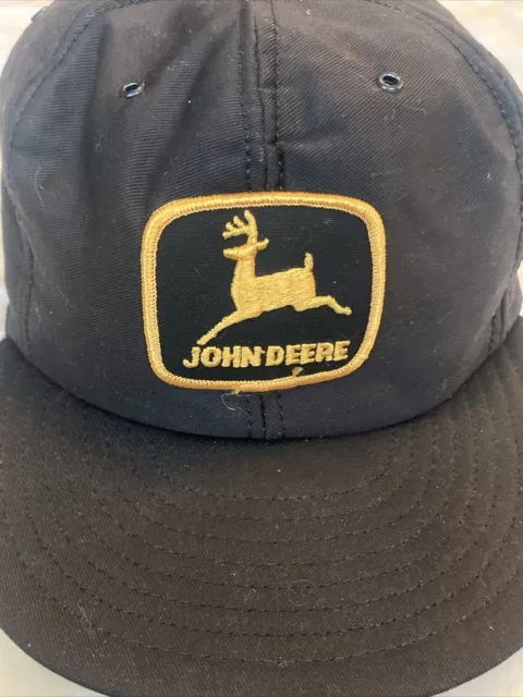 Vintage John Deere Hat Cap Snapback Black Big Patch Trucker Louisville Snap