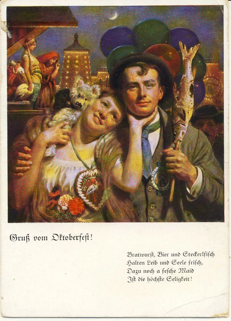 AK München, Oktoberfest,  Liebespaar mit Steckerlfisch, 1935,  nicht gel.