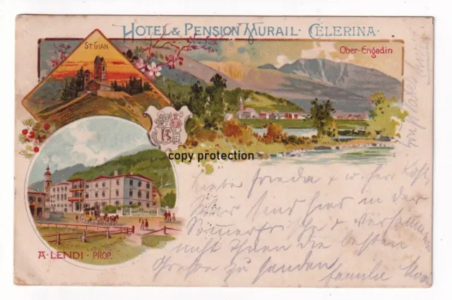 Litho Ak 1905 Hotel u. Pension Murail Celerina, Ober-Engadin, St. Gian, Schweiz
