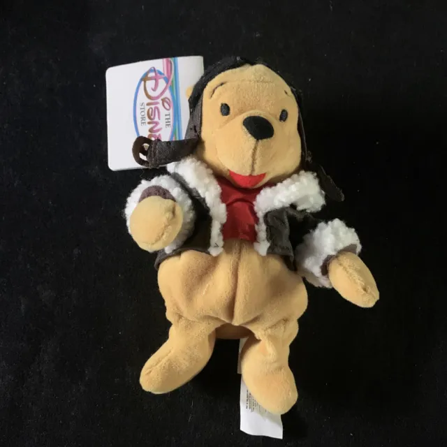 Pilot Pooh Mini Bean Bag Plush 8" Disney Store Exclusive Winnie NEW with Tags