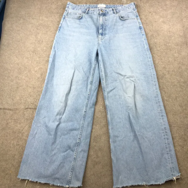Bershka Jeans Womens 12 Wide Leg Blue Denim Pants Casual Baggy