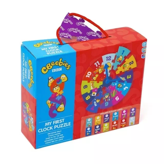 CBeebies My First Clock Puzzle with flash cards Teaches time approx size 60x60cm
