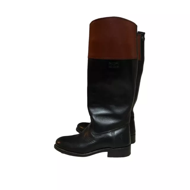 FRYE Jet Boot Riding TwoTone Brown Black Genuine Leather Knee High WOMENS 6.5M 2