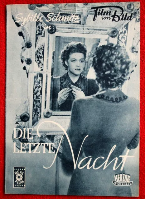 Film-Programm Film im Bild Die letzte Nacht 1949 mit Karl John Sybille Schmitz