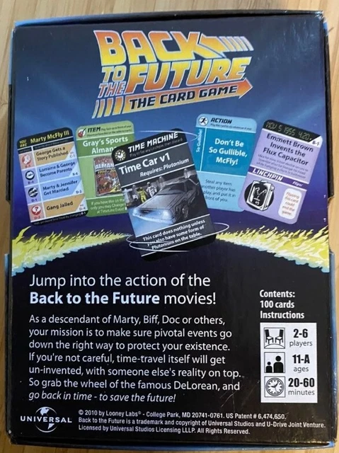 Gioco di carte Ritorno al Futuro divertente film a tema famiglia gioco completo in perfette condizioni 2