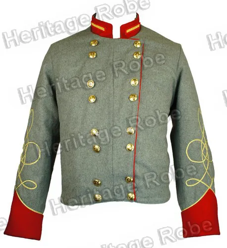 US CIVIL WAR CS OFFICER SHELL JACKET WITH ALL COLOR PIPING Trim- All Sizes
