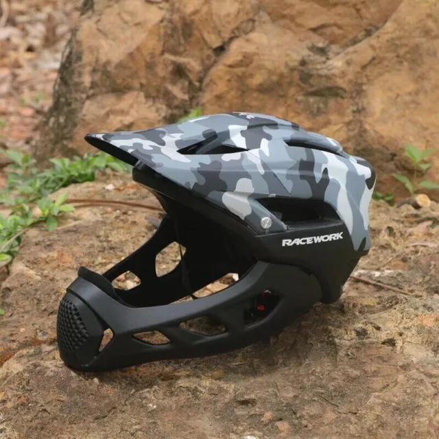 RACEWORK Bicycle Cycling Helmet Mountain Road Bike Detachable Full Face Helmet