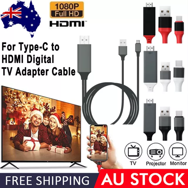 2M USB C Type-c to HDMI Digital TV Adapter Cable For iPhone 15 Pro Pro Max