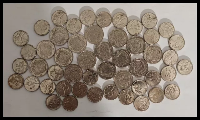 Belgique - België - Lot de 50 pièces de 10 et 50 francs