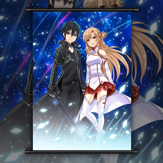  Sword Art Online Home Decor Anime Cosplay Wall Scroll Poster  Kirito & Asuna & Yui 17.7 X 49.2 Inches-124: Posters & Prints