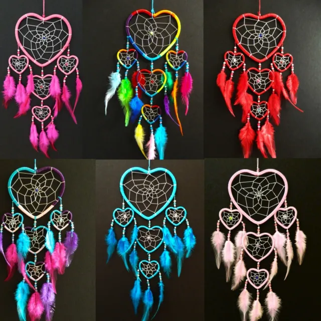 Dream Catcher Heart Dreamcatcher Girls Boys Pink Purple Rainbow Dreamcatchers