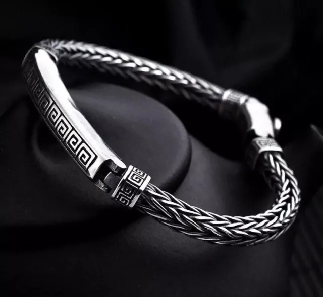 Men's Real Solid Stainless Steel Bracelet Jewelry Braided Twist Chain 22cm
