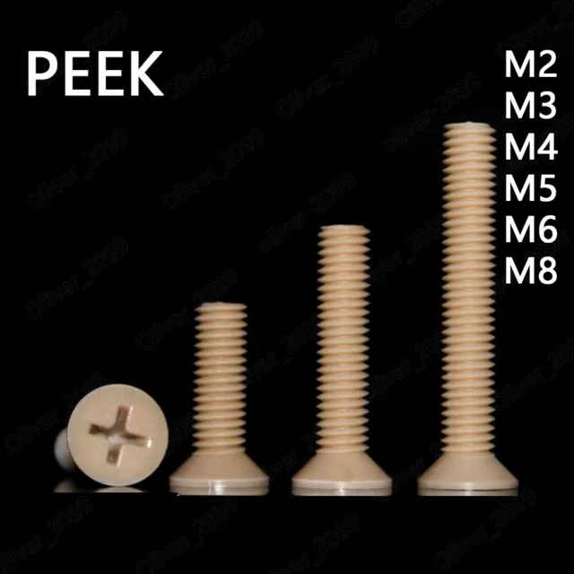 PEEK Plastic Phillips Countersunk Flat Head Screws M1.2 M.4 M2 M3 M4 M5 M6 M8