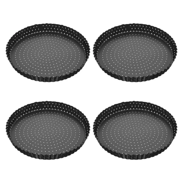 4 Pack Quiche Tart Pan,5 Inch Round Perforated Pizza Baking Tray Non-Stick6527