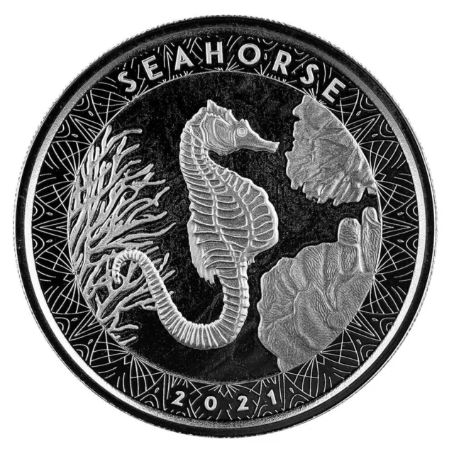 2021 Samoa 2 Tala Seahorse 1 oz. Silver Antique Finish, Free Ship