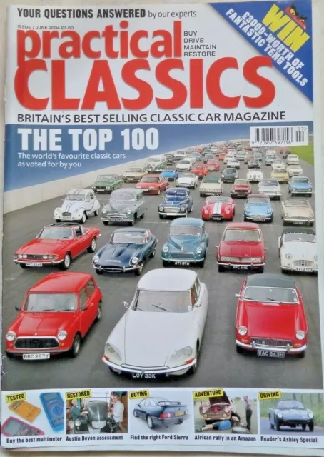 Practical Classics Magazine June 2004 Top 100 Cars Ford Sierra Jensen 541 Jag