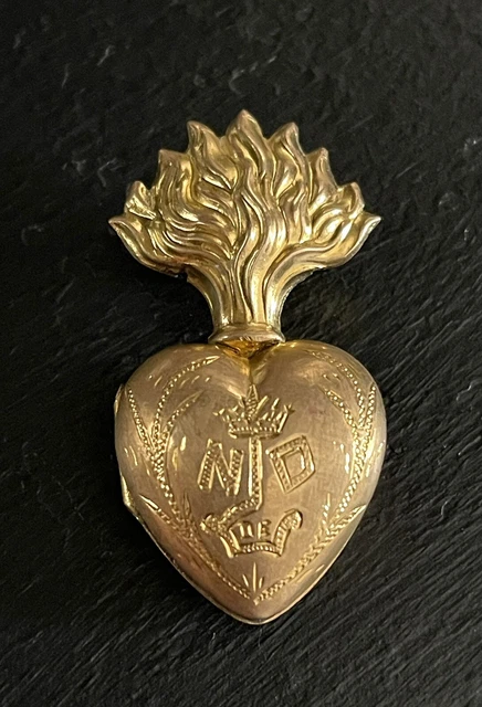 12 Breloques En Laiton Doré Cœur Sacré - Pendentifs 22mm, Anneaux Ouverts, Pour Création Bijoux DIY
