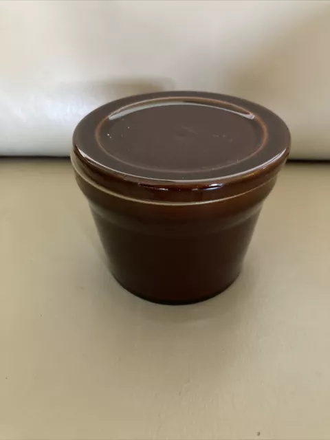Fine Stoneware Brown Denby Pot Jar with Lid Full Stamp On The Base Chip