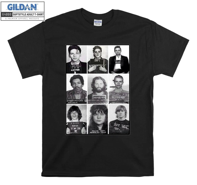Rock and Roll Mug Shots T-shirt Slogan T shirt Men Women Unisex Tshirt 2275