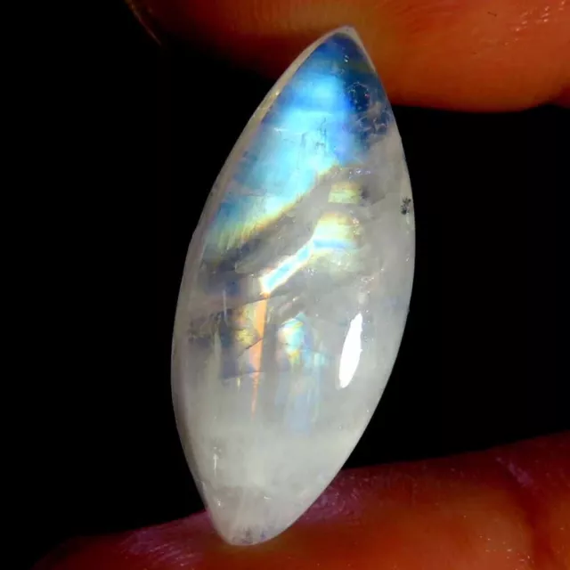 8.40Cts.100% Natural Rainbow Moonstone Marquise Cab 9x22x5mm Losse Gemstone