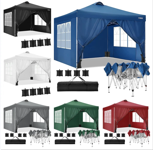 Pavillon 3 x 3 m Popup partyzelt Garten Pavillion Faltbar Zelt inkl.4 Sandsäcke