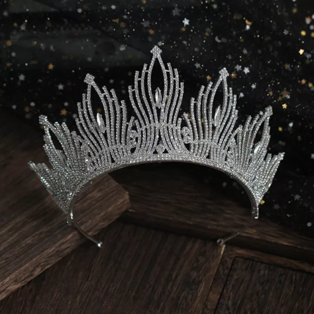 8cm Tall Large Full Crystal Tiara Crown Wedding Bridal Queen Princess Prom