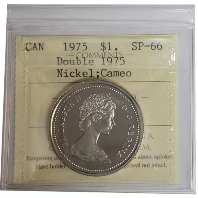 1975 FWL. At Jewel Double 1975 Canada $1 Nickel Dollar Graded ICCS SP-66 H/C