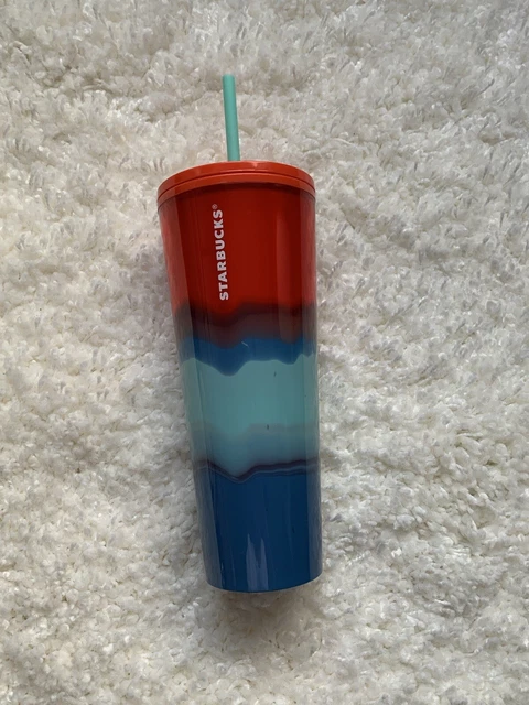 Starbucks 2021 Tumbler Patriotic Red White Blue Dip Dye Summer Venti Cup 24 Oz
