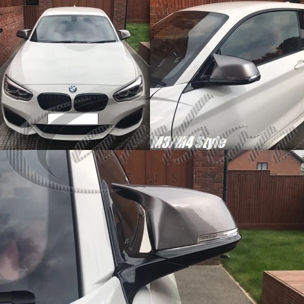 BMW M3/M4 Style Mirror Covers Painted In BMW B55 Ferric Grey, 1,2,3,4 F - Series