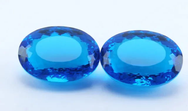 Par De 360CT Natural Zafiro Azul Impecable Ovalado Forma Certificado Holgado