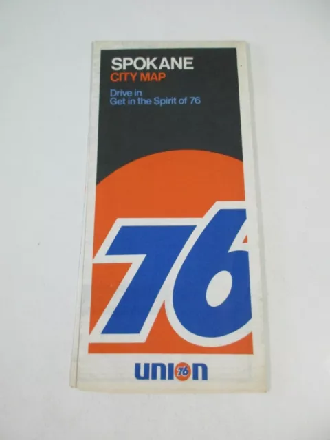 Vintage 1972 Union 76 Spokane Washington Street Gas Station Travel Road Map-B31