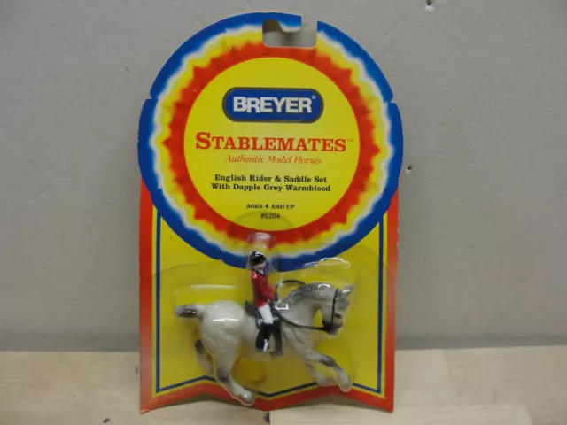 New Breyer Stablemates English Rider & Saddle Set W/ Dapple Grey Warmblood #5204