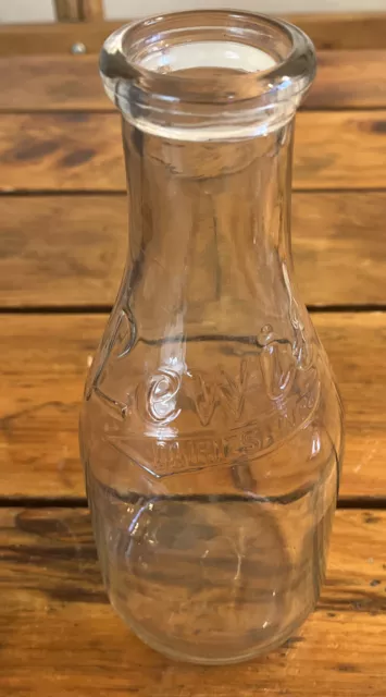 Vintage Lewis Dairies INC Glass Embossed ￼Milk Bottle One Quart