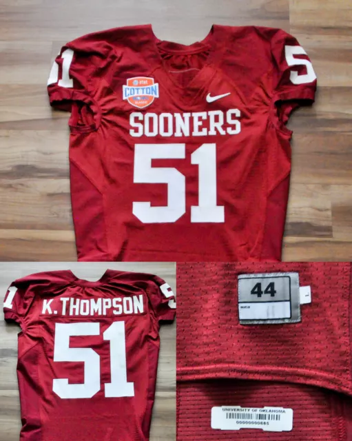 #51 K. Thompson Sooners Football Nike 2012 Cotton Bowl Team Game Issue Ncaa 44 L