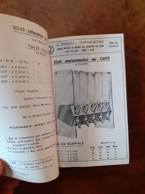 Raro  Catalogo  silos  Caffe  originale 1955 zorzit