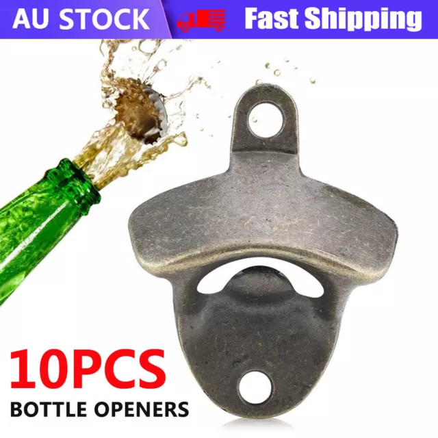 10 Pack Bottle Opener Wall Mounted Rustic Beer Opener Set Vintage Look AU STOCK