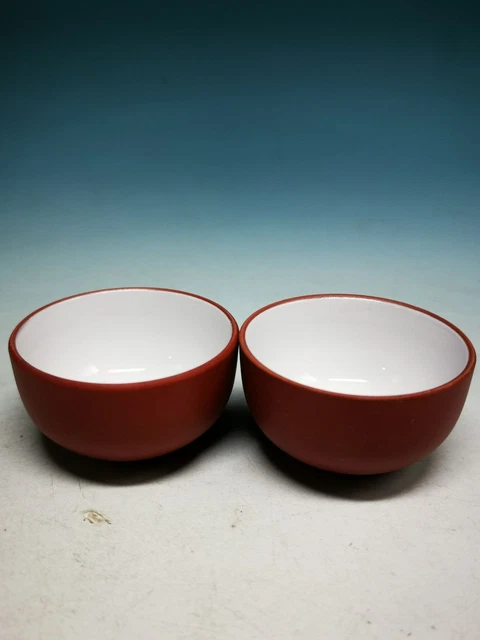 A SET Nice Yixing China Purple Sand Material. Glaze Drinking Tea Cup W Mark C76