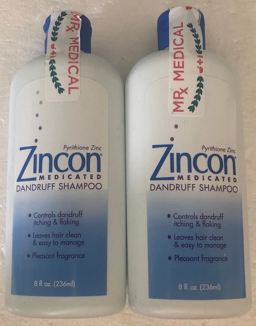 2 ZINCON PYRITHIONE Zinc Medicated Dandruff Shampoo 8oz Each Exp2/24