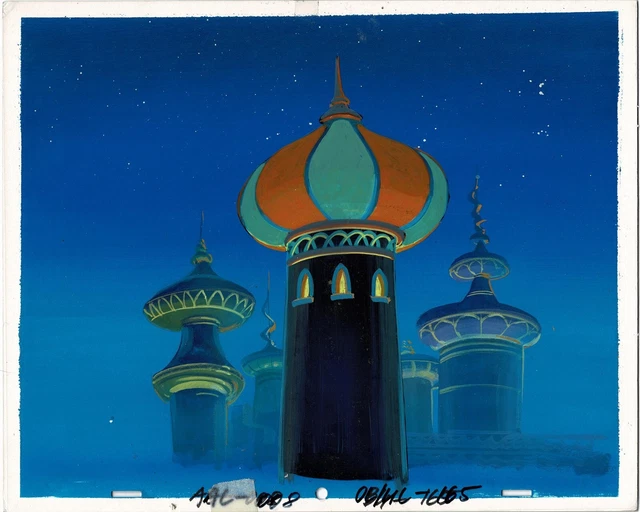WALT DISNEY ALADDIN TV Production Animation City BACKGROUND with cel ...