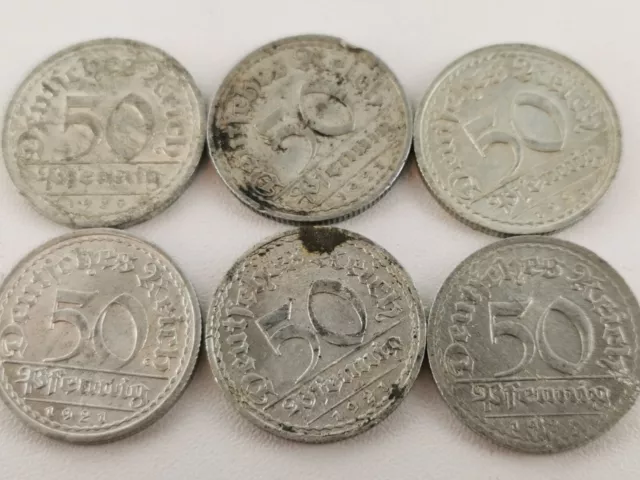 50 Pfennig 1920 1921 Regen Bringt Segen Deutsches Reich Münzen Lot Konvolutt #52